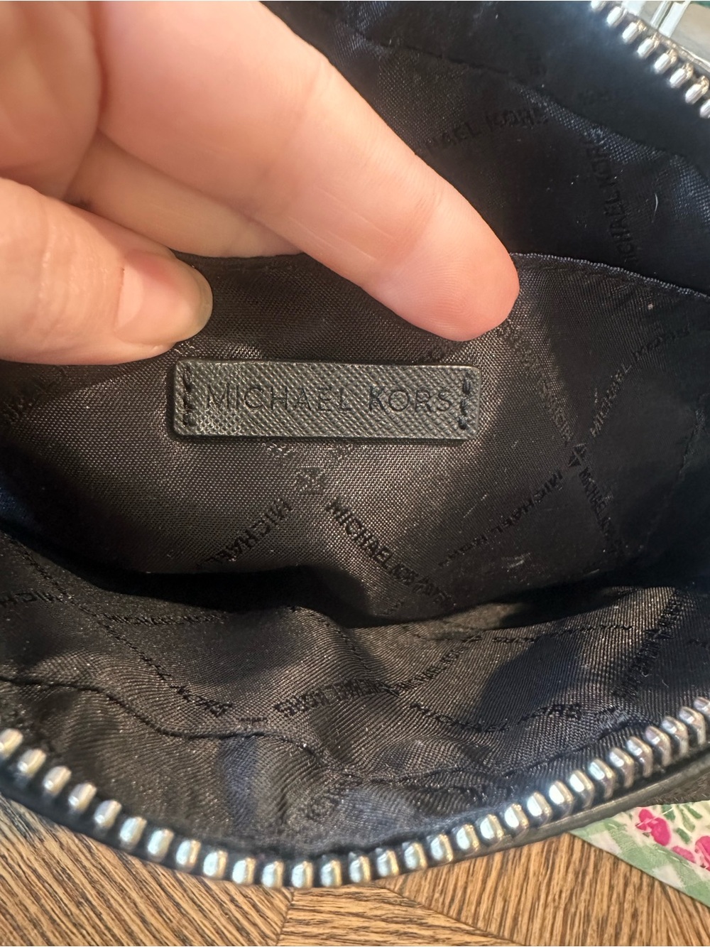 Michael Kors Jet Set Large Crossbody Bag Black Signature Logo Chain Detail - Picture 10 of 13